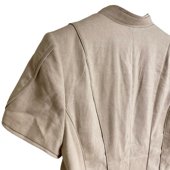 White House Black Market beige double breasted short sleeve button blazer 12 - Picture 11 of 15